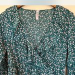 Large Floral Teal Long Sleeve Dress Green Photo 3
