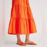 Quince NWT  100% Organic Cotton Poplin Tiered midi Maxi Skirt Vermillion Red XS Photo 6