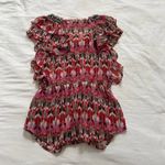 Y2K Pink and brown shimmer ruffled top with beaded details Photo 3