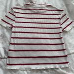 Forever 21 Red and White Striped Y2K ribbed high neck crop top, size S beach Photo 9