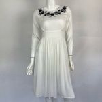 Mod Ref  Midi Dress Small White Embroidered Boho Resort Beach‎ Bridal Casual Photo 4
