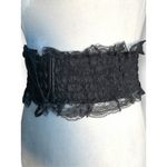 Deadstock Vintage Y2K Black Lace Corset Belt Leather Trim Statement Wide Cincher Photo 3