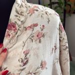 Vintage 90s Casey & Max Beige Dusty Rose Linen Blend Scallop Trim Button Up Top Size XL Photo 2