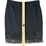 Ann Taylor  Black Beaded Fringe Stretch Ponte Pencil Skirt size 8 NEW Tags Photo 5