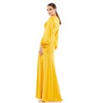 Mac Duggal  55693 Marigold Charmeuse Empire Waist Blouson Long Sleeve Gown 2 Photo 1