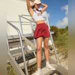 Aerie OFFLINE By  Real Me Bubble Skort Womens Color: Summer Burgundy Photo 5