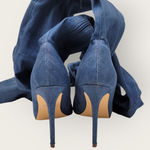 Liliana Womens Blue Denim Thigh High Stretch Stilettos Heels Zip Boots Size 10 Photo 10