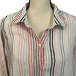 Love Linen J Jill 100% Linen Striped Lagenlook Button Down Essential Top Sz 3X Pink Photo 1