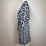 Gretchen Scott Navy And White 3/4 Sleeve Belted Dress Women’s Size Small Blue Photo 4