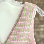 ZARA NWT Vest Tweed Cropped Pink Green Plaid S Pastel Y2K Festival Preppy Chic Photo 4