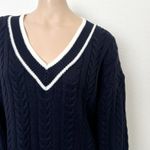 VICI [] Navy Blue White V-Neck Chunky Cable Knit Oversized Sweater Dress NWT XL Photo 6