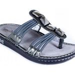 Alegria Pisa Chrome Patent Leather Sandals Silver Gray Size 38 Photo 0