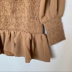 Winter Muse Jasmine Smocked Dress Tan Size Medium Photo 4