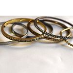 Source Unknown VTG Snazzy 6 Mixed Metal/Design/Crystal Gold/Silver Tone 5" Stackablel Bracelets Photo 3