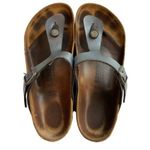 Birkenstock  Gizeh Unisex Leather Sandal Icy Metallic Azure Blue EU 38 US W 7/7.5 Photo 1