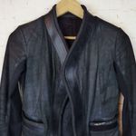 Rick Owen Distress Lamb Leather Jacket Women 6US Black Open Front Goth Y2K FLAWS Size 6 Photo 4