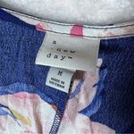 A New Day  Blue Floral Short Sleeve Ruffle Hem Dress Photo 7