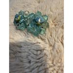 West Germany Earrings Blue Cluster Glass Beaded‎ Clip Photo 1