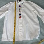 Croft & Barrow Vintage Embroidered Christmas Shirt Womens 10 Large White Top Photo 7