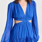 ALC Frank ALC A.L.C. Izzy ll Mini Dress Long Sleeve‎ Cut-Out Silk Georgette Blue Size 12 Photo 0