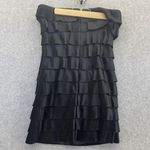 EXPRESS  Women's Dress Tiered Pleated Ruffled Size 6 Strapless Solid Black Sheath Photo 1