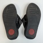 FitFlop  Size 7 Lulu Leather Toe Post Sandals Black Thong Wedge Black Comfort Photo 12