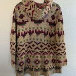 J.Jill Aztec Lenox Hooded Cardigan Sweater Size Medium Brooch Closure Wool Blend Photo 3