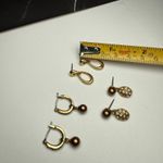Monet Signed  Gold Tone Dangle Pierced Earrings 2 With Rhinestone Lot Of 3 Photo 4