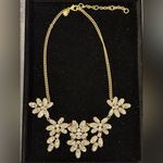 J.Crew  Statement Clear Rhinestone Gold Tone Floral Necklace Vintage Photo 1