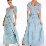  Daily Practice by Anthropologie Tiered Maxi Dress Blue White Small Photo 1