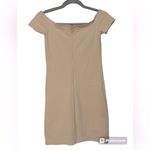 Forever 21 Off The Shoulder Ribbed Mini Dress, Square Cut Neckline in Oat, Small Photo 2