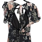 Lulus NWT Floral Velvet Burnout Maxi Dress Black Tie Back V Neck Size XS Fairy Photo 6