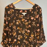 Garnet Hill Jardin Crepe Mini Dress Size XS Brown Floral Fall Boho Photo 3
