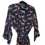 Enamels 100% Silk Robe Kimono Vintage Equestrian Horse Print One Size Blue Size undefined Photo 1