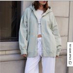 Brandy Melville John Galt by  Sage Green Oversized Full Zip Hooded Sweatshirt Photo 5