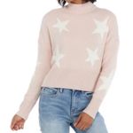 True Craft Cropped Mock Neck Star Sweater White Ash Pink Large Photo 0