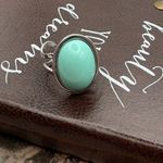 Handmade Vintage 1970s Cyan Cabochon Adjustable Ring Boho  Photo 4