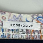 Rose + Olive  Tunic Top Women‎ 1X White Floral Lightweight Smocked Flowy Peasant Photo 2