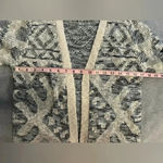 Hem & Thread  blue and cream patterned fringe cardigan size S/M Photo 3