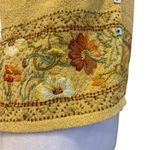 Talbots  Vintage Sweater Vest Yellow Floral Leaf Fall Embroidered Womens Small Photo 4