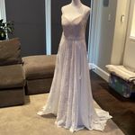 Bohemian Lace Wedding Dress Spaghetti Strap Size 4 NWT Photo 3