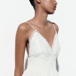 ZARA crochet lace mini dress white boho wedding flared strappy Photo 3