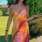 ZARA dress midi tie dye prints straps slip satin wedding party cocktail summer Photo 0