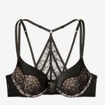 Victoria's Secret Victoria’s Secret Very Sexy Push-Up Black Lace Overlay Bra w/Lacy Strappy Back Photo 3