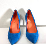 via spiga Estrella Cerulean Blue Suede Pumps Slight Cone Heel Size 8 Photo 3