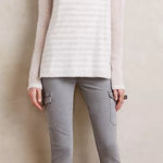 Anthropologie / Moth | Cream Striped Alpaca Blend Cowl Neck Sweater, Medium Photo 0