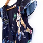 Parker Cosmic Fleur Flutter Short Sleeve Mini Ruffle Dress Navy Multi Small Photo 5