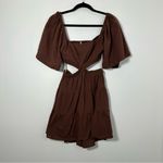 Free People  Cross Of Sunlight Brown Linen Cut Out Dress Size L Photo 1