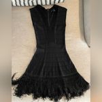 French Connection  Belle Époque Dress‎ Fringe Size 2 Black Bondage Photo 1