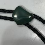 Green Gem Bolo Tie Handmade Braided Vegan Faux Leather Boho Western Necklace Green Photo 0
